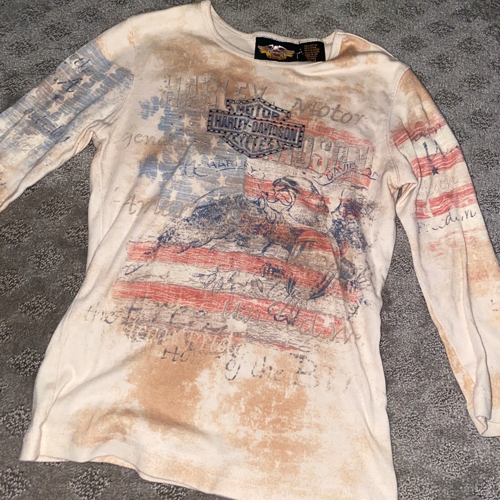 American flag/ Eagle mid long sleeve